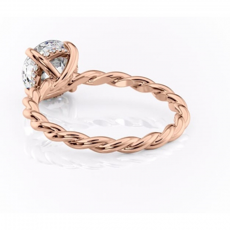 Inel de logodnă Anastasia din aur Rose 14kt cu moissanite tăietură rotundă – Solitar rafinată pentru profil înalt | Personalizează și configurează gratuit online [3]