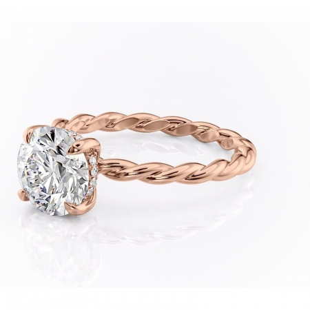 Inel de logodnă Anastasia din aur Rose 14kt cu moissanite tăietură rotundă – Solitar rafinată pentru profil înalt | Personalizează și configurează gratuit online [6]