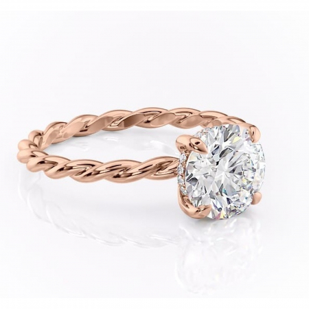 Alege dupa Culoare - Inel de logodnă Anastasia din aur Rose 14kt cu moissanite tăietură rotundă – Solitar rafinată pentru profil înalt | Personalizează și configurează gratuit online