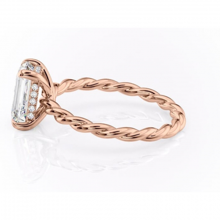 Inel de logodnă Anastasia din aur Rose 18kt cu moissanite tăietură smarald – Solitar rafinată pentru profil înalt | Personalizează și configurează gratuit online [5]