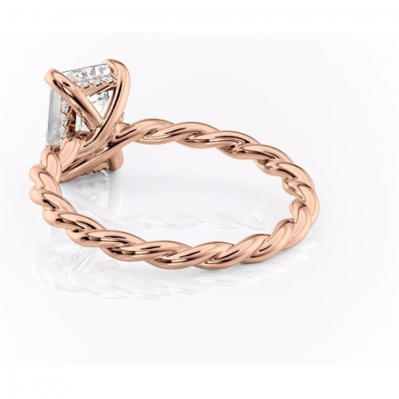 Inel de logodnă Anastasia din aur Rose 18kt cu moissanite tăietură smarald – Solitar rafinată pentru profil înalt | Personalizează și configurează gratuit online [3]
