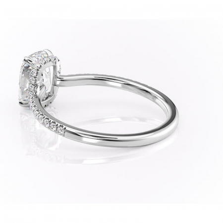 Inel de logodnă Arabella din aur Alb 14kt cu moissanite tăietură asscher – Montură pavé rafinată pentru profil jos | Personalizează și configurează gratuit online [4]