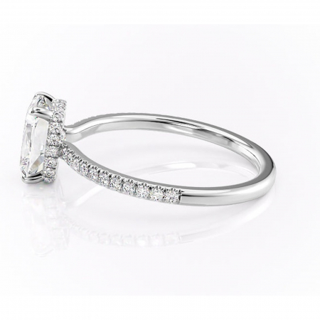 Inel de logodnă Arabella din aur Alb 14kt cu moissanite tăietură asscher – Montură pavé rafinată pentru profil jos | Personalizează și configurează gratuit online [5]
