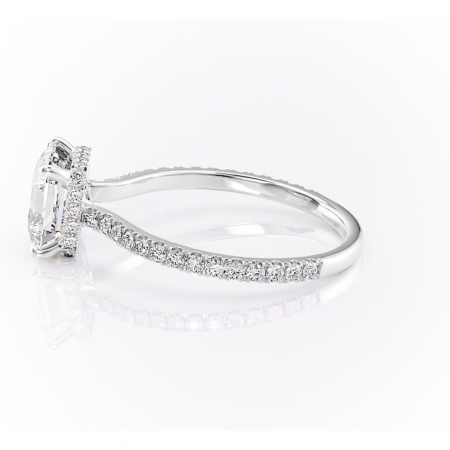 Inel de logodnă Arabella din aur Alb 14kt cu moissanite tăietură asscher – Montură pavé rafinată pentru profil jos | Personalizează și configurează gratuit online [5]