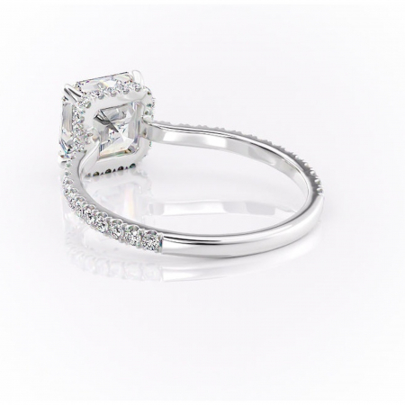 Inel de logodnă Arabella din aur Alb 14kt cu moissanite tăietură asscher – Montură pavé rafinată pentru profil jos | Personalizează și configurează gratuit online [3]