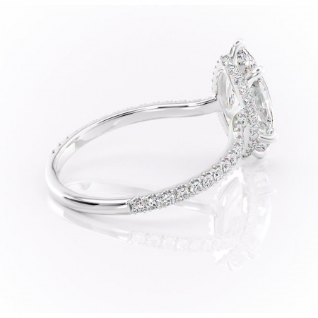 Inel de logodnă Arabella din aur Alb 14kt cu moissanite tăietură marquise – Montură pavé rafinată pentru profil jos | Personalizează și configurează gratuit online [2]