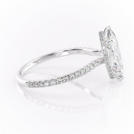 Inel de logodnă Arabella din aur Alb 14kt cu moissanite tăietură marquise – Montură pavé rafinată pentru profil jos | Personalizează și configurează gratuit online [1]