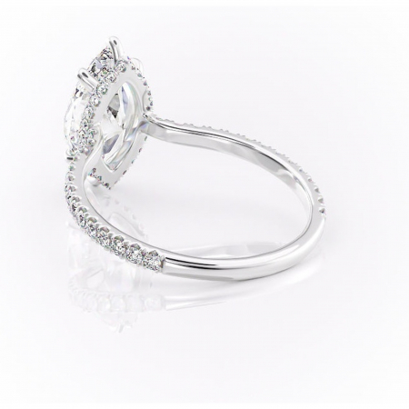 Inel de logodnă Arabella din aur Alb 14kt cu moissanite tăietură marquise – Montură pavé rafinată pentru profil jos | Personalizează și configurează gratuit online [3]