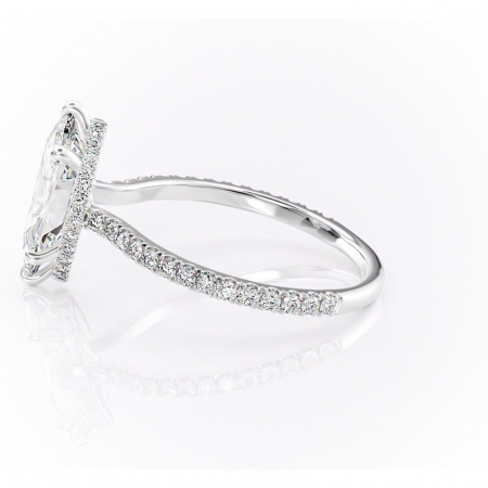 Inel de logodnă Arabella din aur Alb 14kt cu moissanite tăietură marquise – Montură pavé rafinată pentru profil jos | Personalizează și configurează gratuit online [5]