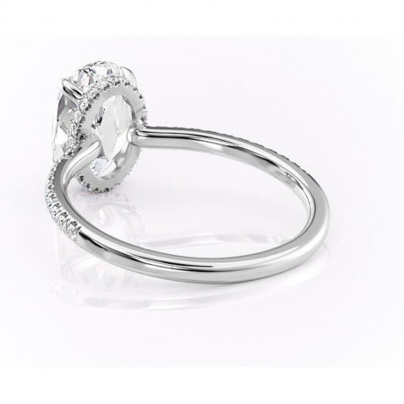 Inel de logodnă Arabella din aur Alb 14kt cu moissanite tăietură ovală – Montură pavé rafinată pentru profil jos | Personalizează și configurează gratuit online [3]