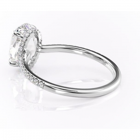 Inel de logodnă Arabella din aur Alb 14kt cu moissanite tăietură ovală – Montură pavé rafinată pentru profil jos | Personalizează și configurează gratuit online [4]