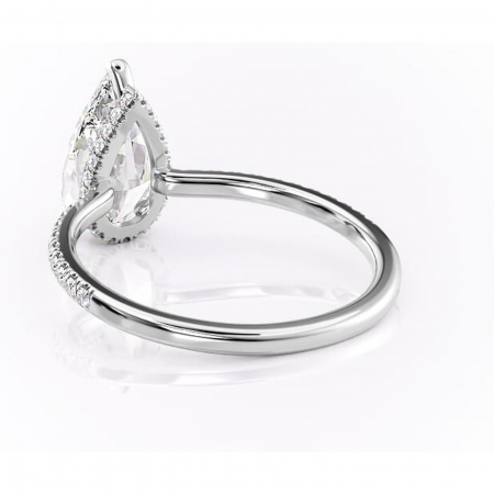 Inel de logodnă Arabella din aur Alb 14kt cu moissanite tăietură pară – Montură pavé rafinată pentru profil jos | Personalizează și configurează gratuit online [3]