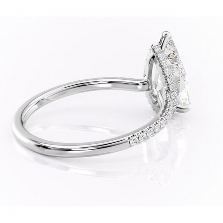 Inel de logodnă Arabella din aur Alb 14kt cu moissanite tăietură pară – Montură pavé rafinată pentru profil jos | Personalizează și configurează gratuit online [2]