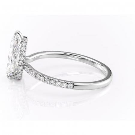 Inel de logodnă Arabella din aur Alb 14kt cu moissanite tăietură pară – Montură pavé rafinată pentru profil jos | Personalizează și configurează gratuit online [5]