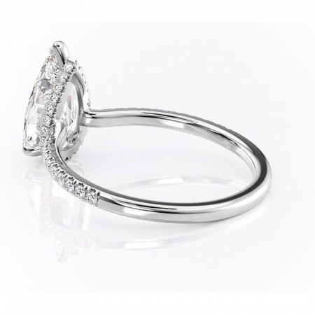 Inel de logodnă Arabella din aur Alb 14kt cu moissanite tăietură pară – Montură pavé rafinată pentru profil jos | Personalizează și configurează gratuit online [4]