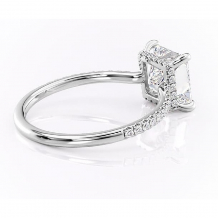 Inel de logodnă Arabella din aur Alb 14kt cu moissanite tăietură princess – Montură pavé rafinată pentru profil jos | Personalizează și configurează gratuit online [2]