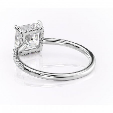 Inel de logodnă Arabella din aur Alb 14kt cu moissanite tăietură princess – Montură pavé rafinată pentru profil jos | Personalizează și configurează gratuit online [3]