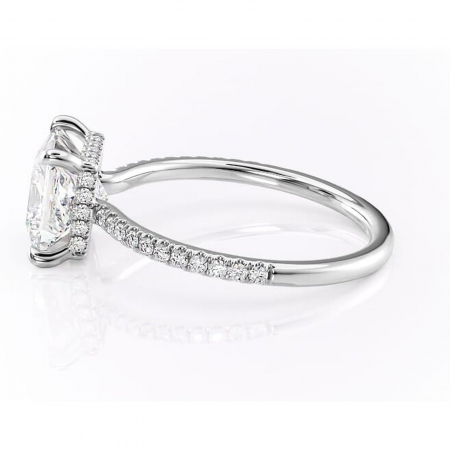 Inel de logodnă Arabella din aur Alb 14kt cu moissanite tăietură princess – Montură pavé rafinată pentru profil jos | Personalizează și configurează gratuit online [5]
