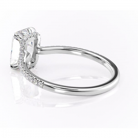 Inel de logodnă Arabella din aur Alb 14kt cu moissanite tăietură radiantă – Montură pavé rafinată pentru profil jos | Personalizează și configurează gratuit online [4]