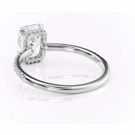 Inel de logodnă Arabella din aur Alb 14kt cu moissanite tăietură radiantă – Montură pavé rafinată pentru profil jos | Personalizează și configurează gratuit online [3]