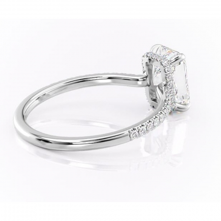 Inel de logodnă Arabella din aur Alb 14kt cu moissanite tăietură radiantă – Montură pavé rafinată pentru profil jos | Personalizează și configurează gratuit online [2]