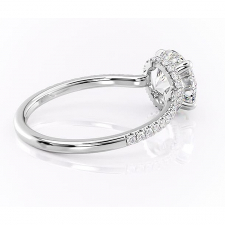 Inel de logodnă Arabella din aur Alb 14kt cu moissanite tăietură rotundă – Montură pavé rafinată pentru profil jos | Personalizează și configurează gratuit online [2]
