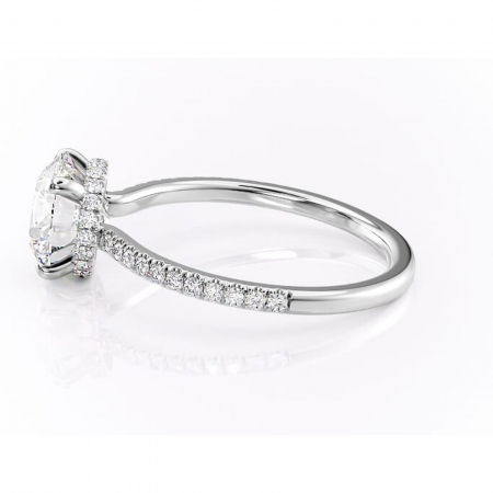 Inel de logodnă Arabella din aur Alb 14kt cu moissanite tăietură rotundă – Montură pavé rafinată pentru profil jos | Personalizează și configurează gratuit online [5]