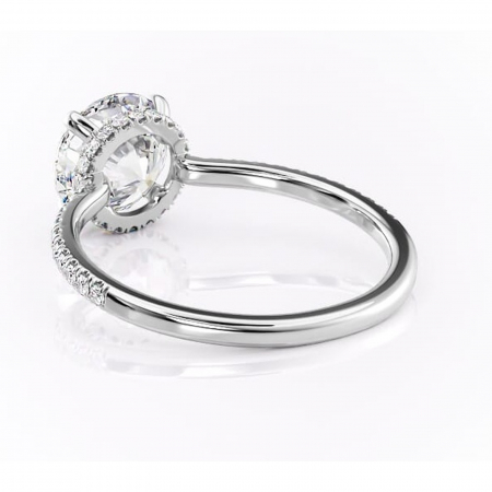 Inel de logodnă Arabella din aur Alb 14kt cu moissanite tăietură rotundă – Montură pavé rafinată pentru profil jos | Personalizează și configurează gratuit online [3]