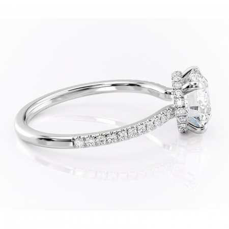 Inel de logodnă Arabella din aur Alb 14kt cu moissanite tăietură rotundă – Montură pavé rafinată pentru profil jos | Personalizează și configurează gratuit online [1]