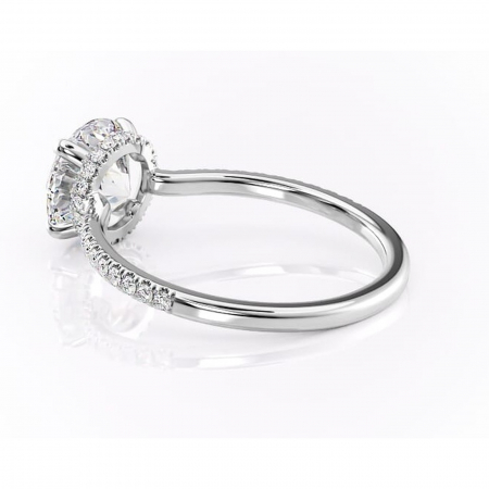Inel de logodnă Arabella din aur Alb 14kt cu moissanite tăietură rotundă – Montură pavé rafinată pentru profil jos | Personalizează și configurează gratuit online [4]