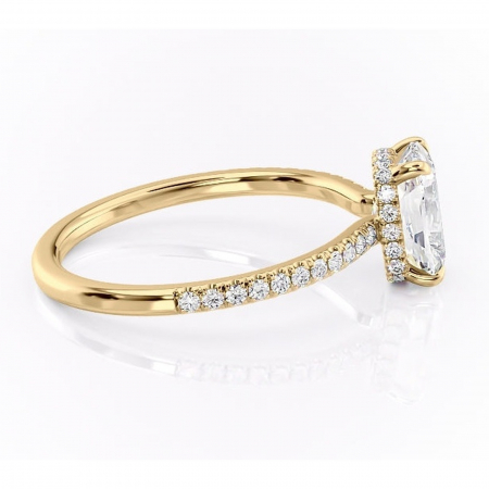 Inel de logodnă Arabella din aur Galben 14kt cu moissanite tăietură asscher – Montură pavé rafinată pentru profil jos | Personalizează și configurează gratuit online [1]