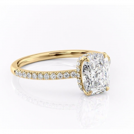 Aur galben - Inel de logodnă Arabella din aur Galben 14kt cu moissanite tăietură asscher – Montură pavé rafinată pentru profil jos | Personalizează și configurează gratuit online
