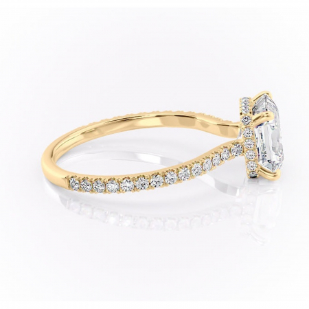 Inel de logodnă Arabella din aur Galben 18kt cu moissanite tăietură asscher – Montură pavé rafinată pentru profil jos | Personalizează și configurează gratuit online [1]
