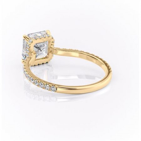 Inel de logodnă Arabella din aur Galben 18kt cu moissanite tăietură asscher – Montură pavé rafinată pentru profil jos | Personalizează și configurează gratuit online [3]