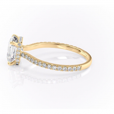 Inel de logodnă Arabella din aur Galben 18kt cu moissanite tăietură asscher – Montură pavé rafinată pentru profil jos | Personalizează și configurează gratuit online [5]