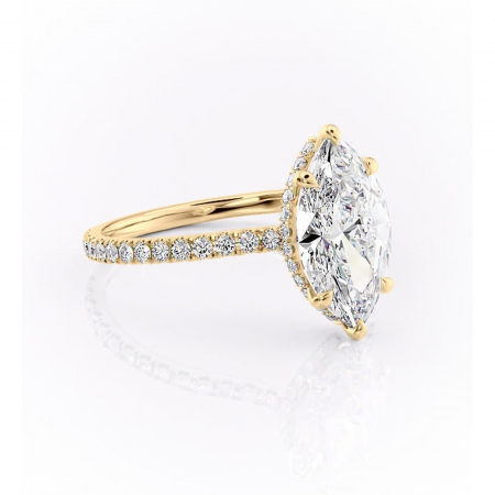 Aur galben - Inel de logodnă Arabella din aur Galben 18kt cu moissanite tăietură marquise – Montură pavé rafinată pentru profil jos | Personalizează și configurează gratuit online