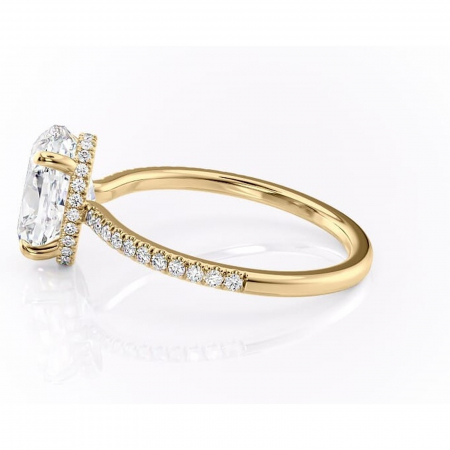 Inel de logodnă Arabella din aur Galben 14kt cu moissanite tăietură ovală – Montură pavé rafinată pentru profil jos | Personalizează și configurează gratuit online [5]