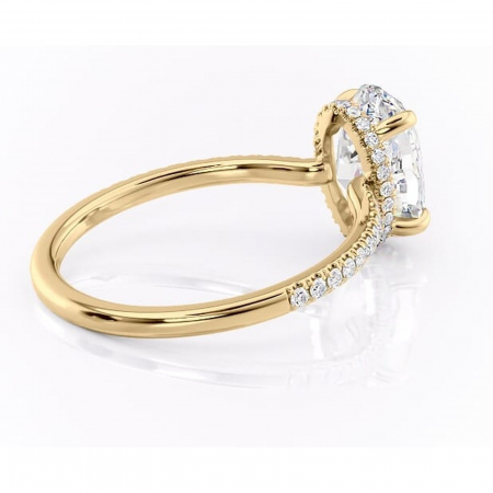 Inel de logodnă Arabella din aur Galben 14kt cu moissanite tăietură ovală – Montură pavé rafinată pentru profil jos | Personalizează și configurează gratuit online [2]