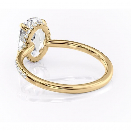 Inel de logodnă Arabella din aur Galben 14kt cu moissanite tăietură ovală – Montură pavé rafinată pentru profil jos | Personalizează și configurează gratuit online [3]