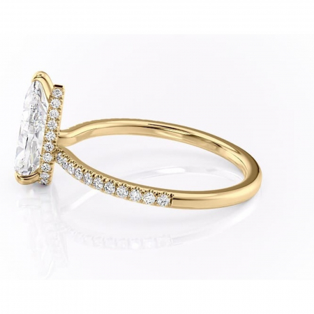 Inel de logodnă Arabella din aur Galben 14kt cu moissanite tăietură pară – Montură pavé rafinată pentru profil jos | Personalizează și configurează gratuit online [5]