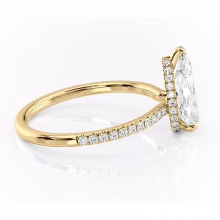 Inel de logodnă Arabella din aur Galben 14kt cu moissanite tăietură pară – Montură pavé rafinată pentru profil jos | Personalizează și configurează gratuit online [1]
