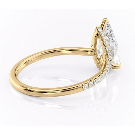Inel de logodnă Arabella din aur Galben 14kt cu moissanite tăietură pară – Montură pavé rafinată pentru profil jos | Personalizează și configurează gratuit online [2]