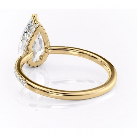 Inel de logodnă Arabella din aur Galben 14kt cu moissanite tăietură pară – Montură pavé rafinată pentru profil jos | Personalizează și configurează gratuit online [3]