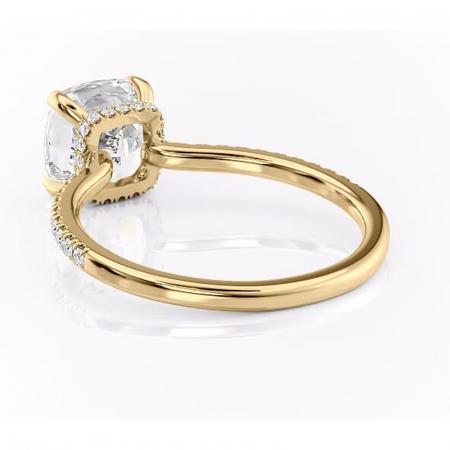 Inel de logodnă Arabella din aur Galben 14kt cu moissanite tăietură pernă – Montură pavé rafinată pentru profil jos | Personalizează și configurează gratuit online [3]