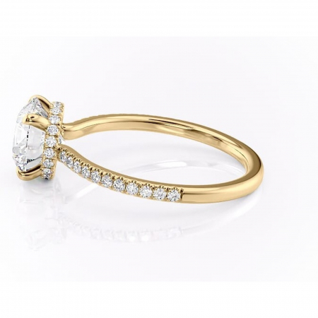 Inel de logodnă Arabella din aur Galben 14kt cu moissanite tăietură rotundă – Montură pavé rafinată pentru profil jos | Personalizează și configurează gratuit online [5]