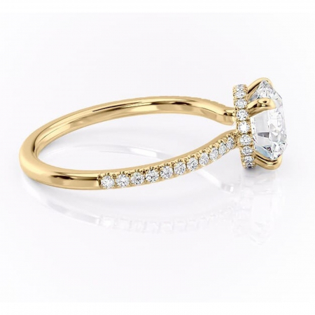 Inel de logodnă Arabella din aur Galben 14kt cu moissanite tăietură rotundă – Montură pavé rafinată pentru profil jos | Personalizează și configurează gratuit online [1]