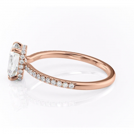 Inel de logodnă Arabella din aur Rose 14kt cu moissanite tăietură asscher – Montură pavé rafinată pentru profil jos | Personalizează și configurează gratuit online [5]