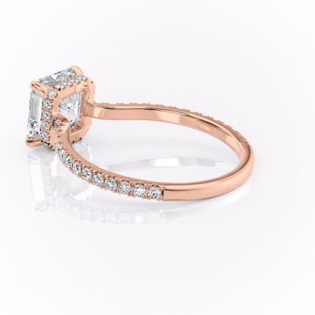 Inel de logodnă Arabella din aur Rose 14kt cu moissanite tăietură asscher – Montură pavé rafinată pentru profil jos | Personalizează și configurează gratuit online [4]