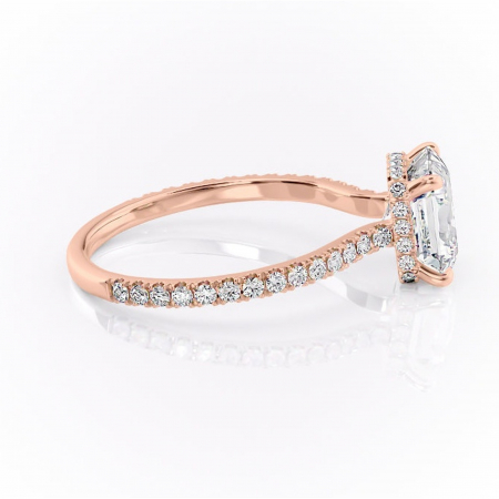 Inel de logodnă Arabella din aur Rose 14kt cu moissanite tăietură asscher – Montură pavé rafinată pentru profil jos | Personalizează și configurează gratuit online [1]
