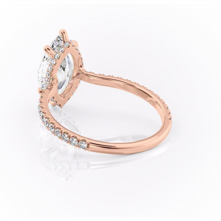 Inel de logodnă Arabella din aur Rose 18kt cu moissanite tăietură marquise – Montură pavé rafinată pentru profil jos | Personalizează și configurează gratuit online [3]